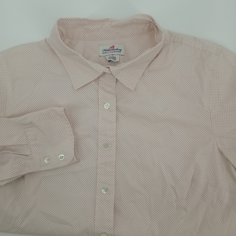 J.Crew Haberdashery Pink White Micro Dot Stretch Button Down #29971 Womens S